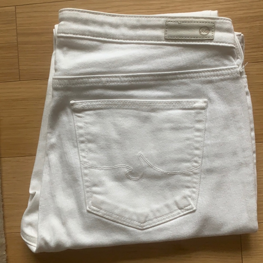 AG white jeans. Mid rise cigarette
